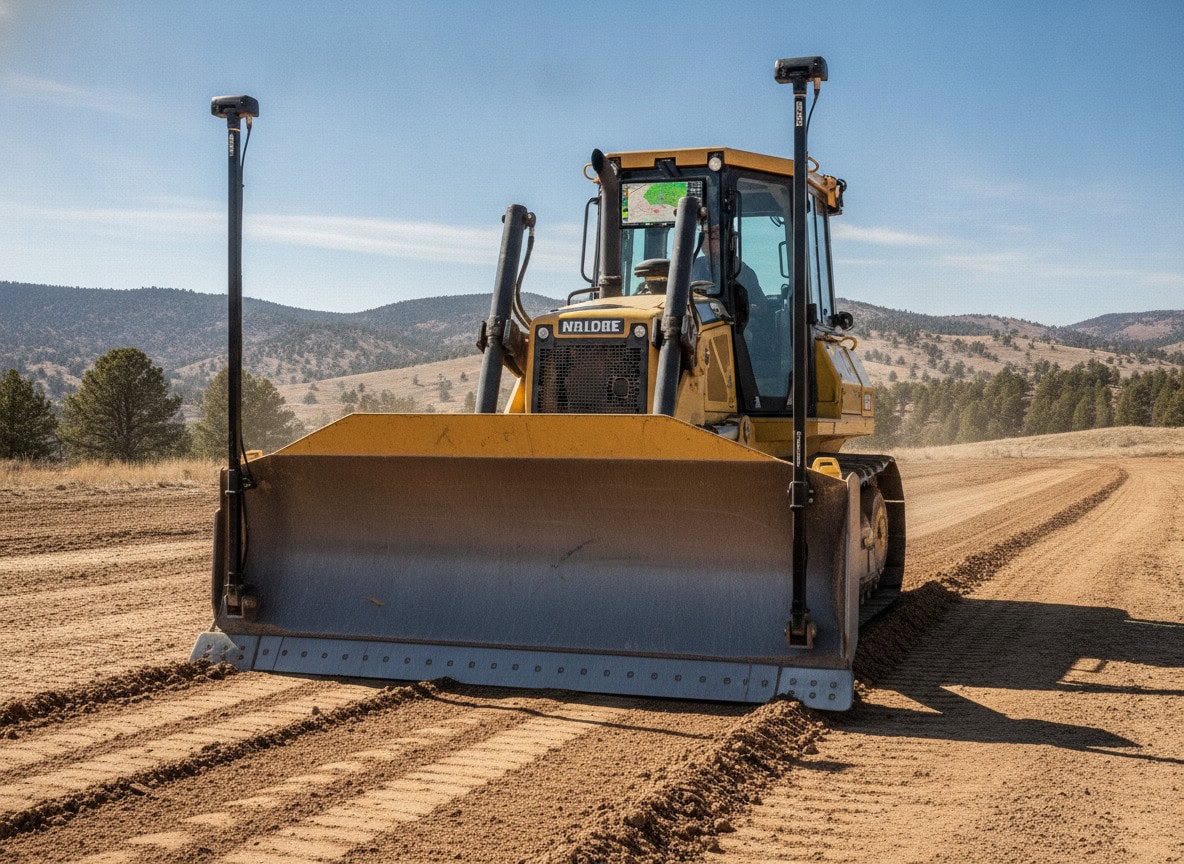 Dozer blade with GPS machine control